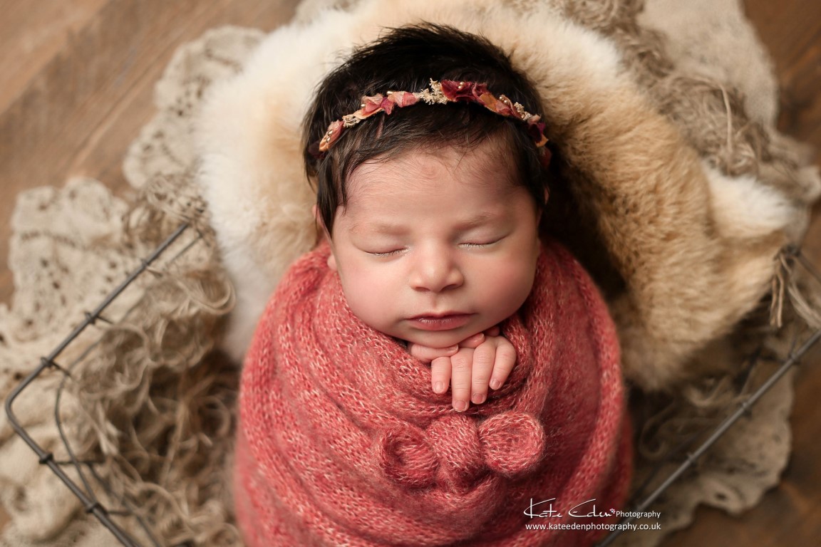 Pretty newborn baby girl | newborn baby photoshoot in Milton Keynes | Kate Eden Photography