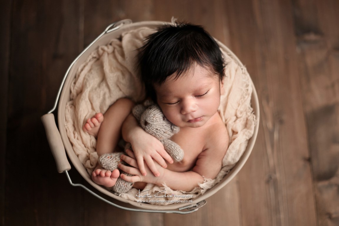 Newborn baby boy with teddy bear | Milton Keynes newborn photographer |Kate Eden Photography 