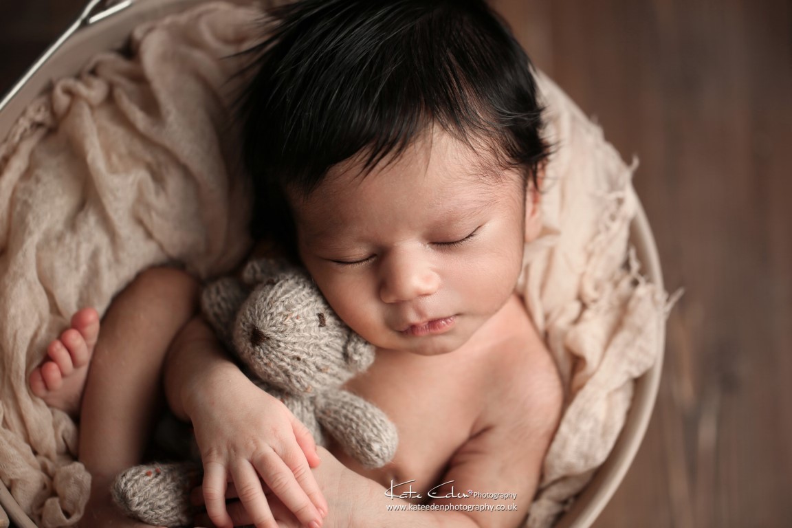 Newborn baby with teddy bear | Milton Keynes newborn photographer |Kate Eden Photography