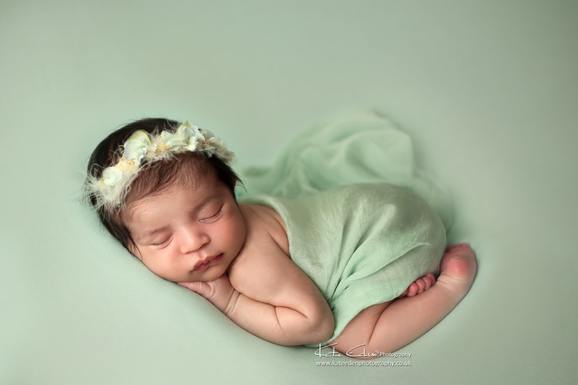 Baby girl in mint green - Milton Keynes newborn baby Photographer - Kate Eden Photography
