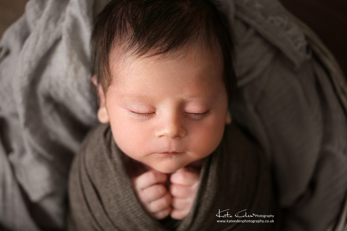 Cute newborn baby boy - Kate Eden photography - Buckinghamshire newborn photographer