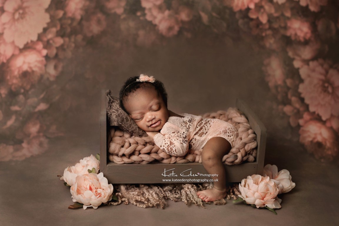 Newborn baby girl photographed in Milton Keynes photography studio Kate Eden Photography